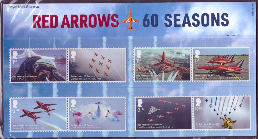 (image for) 2024 Red Arrows 60 Seasons Royal Mail Presentation Pack 650